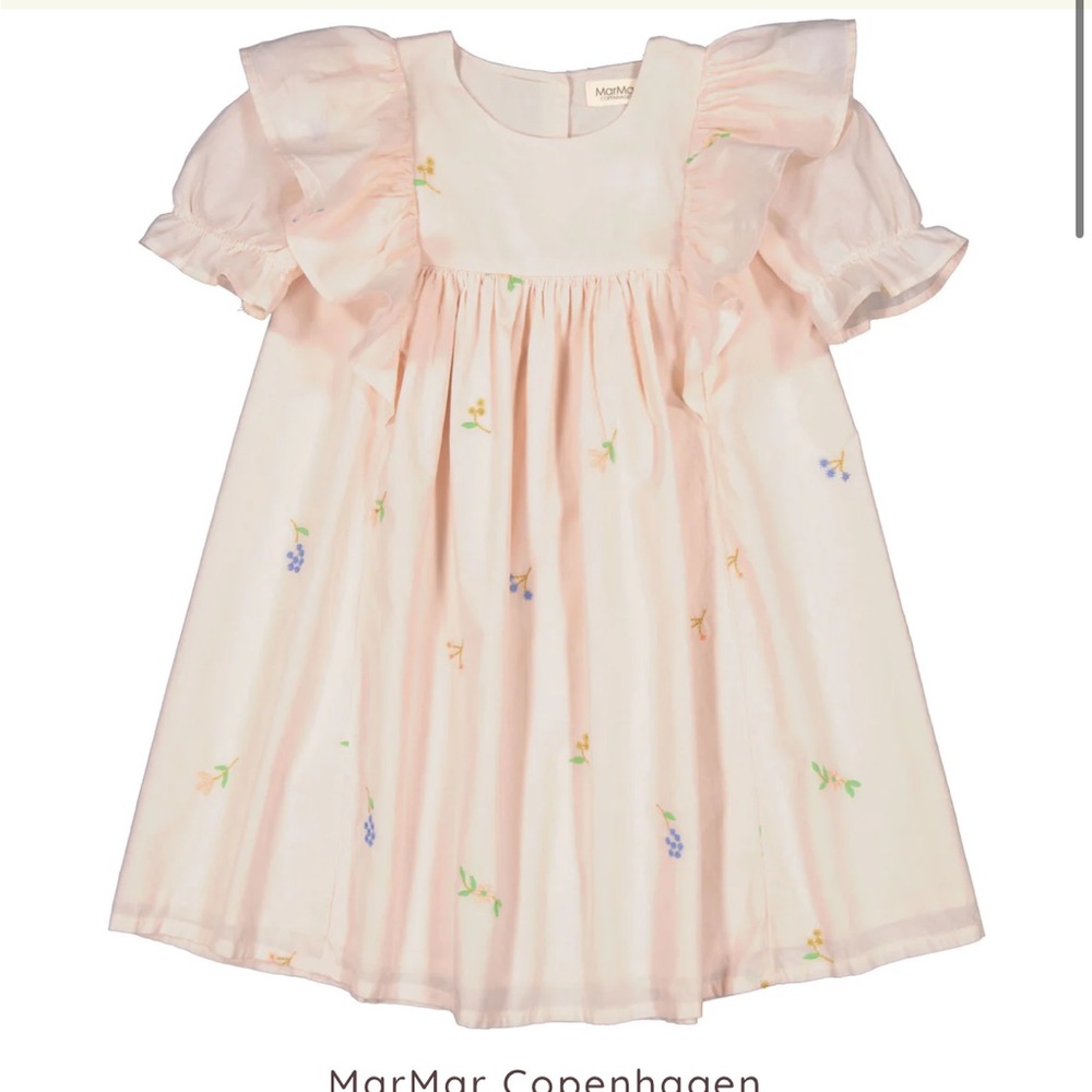 Marmar Girls' Pink Ruffle Short-Sleeve Floral Dress